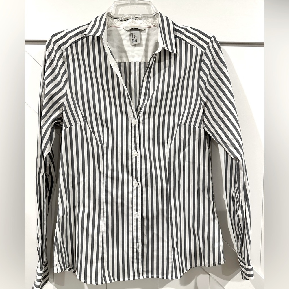 Gray/white striped button down